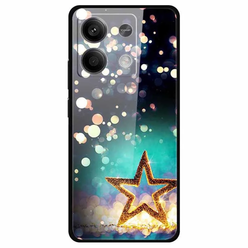 For Xiaomi Redmi Note 13 5G Case PC+Tempered Glass+TPU Pattern Printing Phone Cover - Shining Star