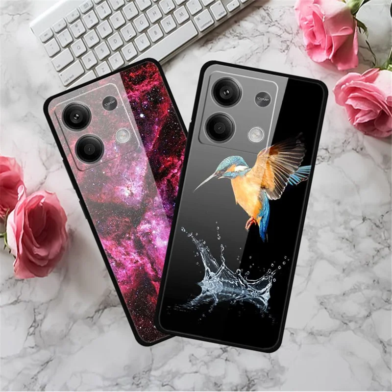 For Xiaomi Redmi Note 13 5G Case PC+Tempered Glass+TPU Pattern Printing Phone Cover - Shining Star