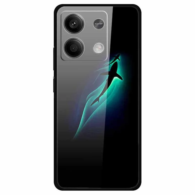 Custodia per Xiaomi Redmi Note 13 5G PC+Vetro Temperato+Stampa TPU Motivo - Pesce Blu