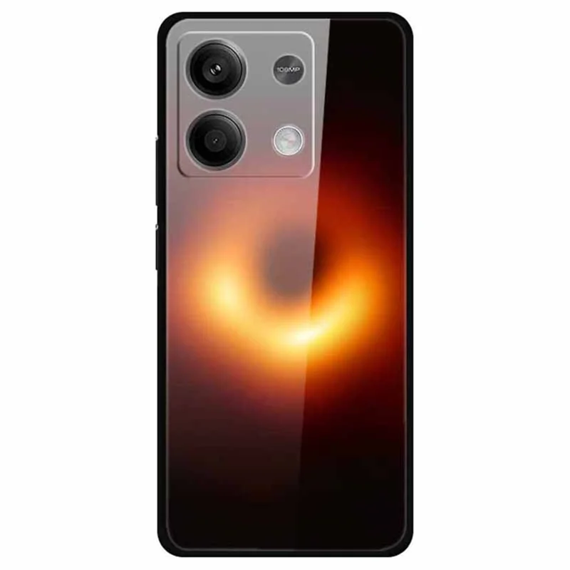Для Xiaomi Redmi Note 13 5G Чехол PC+Закаленное стекло+TPU Узорчатая печать Чехол для телефона - Черная дыра