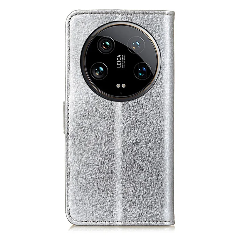 For Xiaomi 14 Ultra Case PU Leather+TPU Shock-Absorbent Phone Cover with Magnetic Closure - Silver