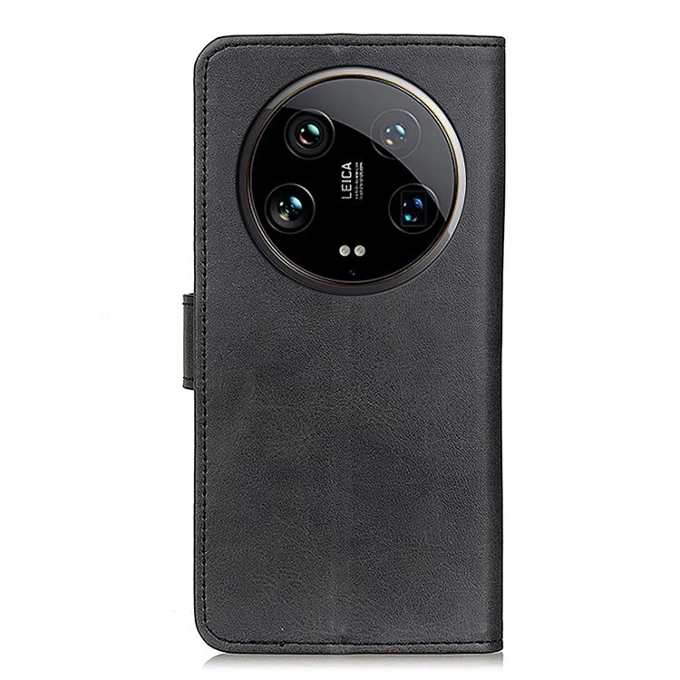 For Xiaomi 14 Ultra PU Leather Case Shockproof Cowhide Texture Card Holder Phone Cover - Black