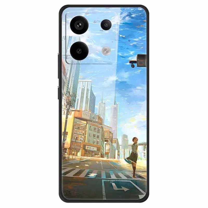For Xiaomi Redmi Note 13 Pro 5G / Poco X6 5G Pattern Printing Case PC+Tempered Glass+TPU Phone Cover - Dream Tokyo
