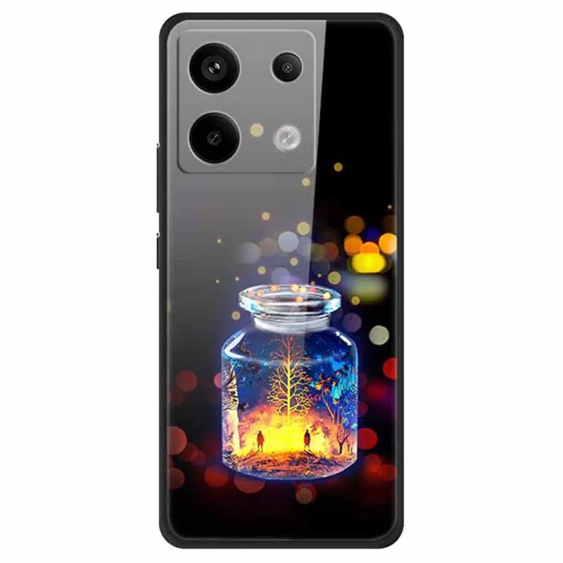 Pour Xiaomi Redmi Note 13 Pro 5G / Poco X6 5G Étui à motif imprimé Cas PC+Verre trempé+Housse TPU - Bouteille de vœux