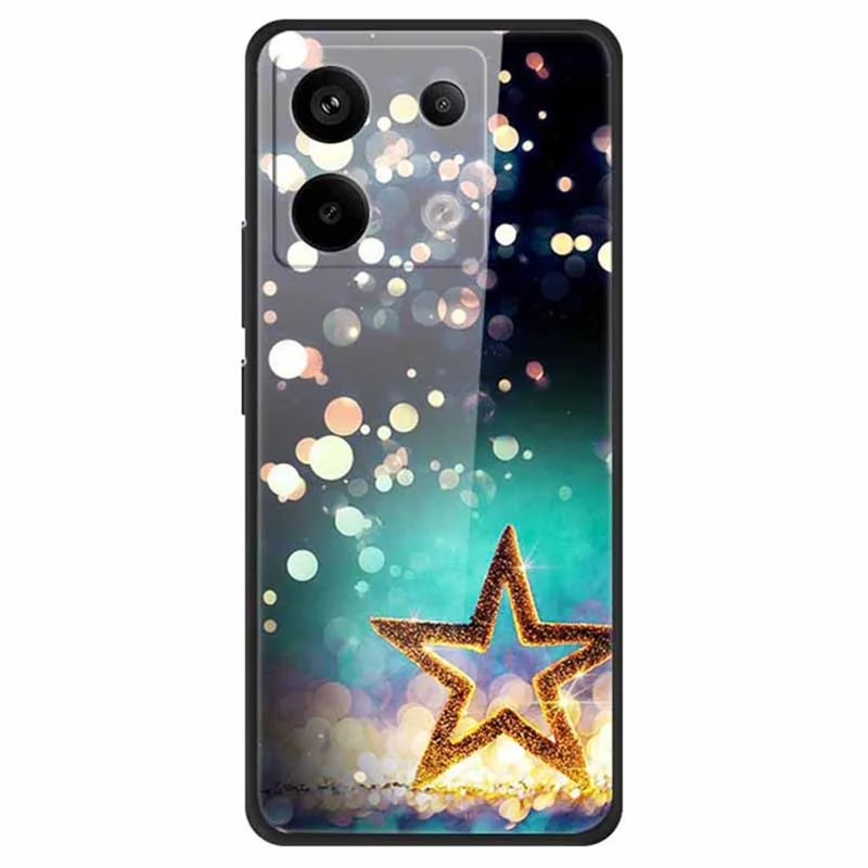 For Xiaomi Redmi Note 13 Pro 5G / Poco X6 5G Pattern Printing Case PC+Tempered Glass+TPU Phone Cover - Shining Star