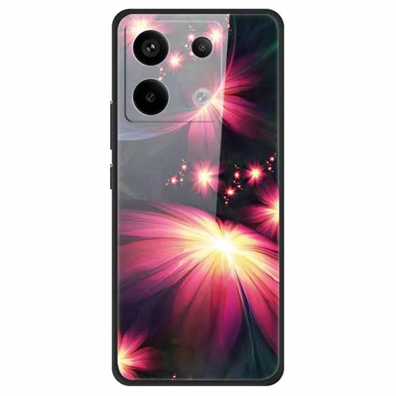 For Xiaomi Redmi Note 13 Pro 5G / Poco X6 5G Pattern Printing Case PC+Tempered Glass+TPU Phone Cover - Gorgeous Flowers
