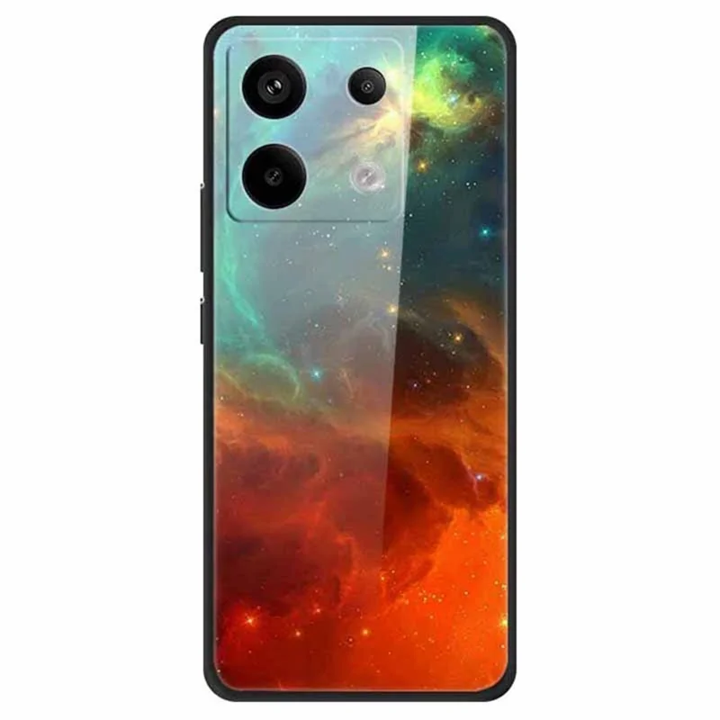 Pour Xiaomi Redmi Note 13 Pro 5G / Poco X6 5G Étui à motif imprimé PC + verre trempé + Housse de téléphone TPU - Couleur Ciel