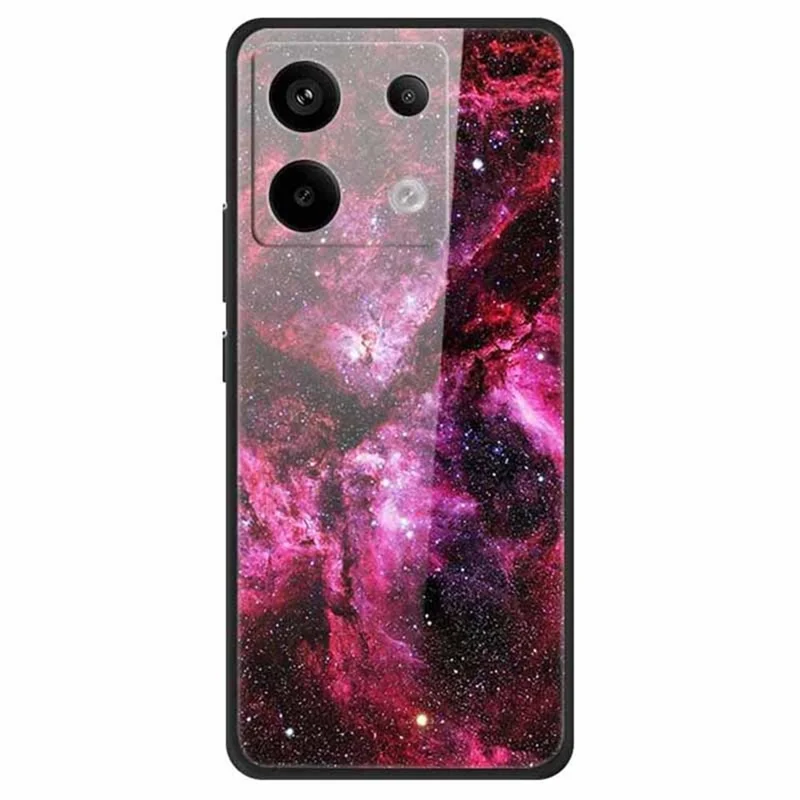Pour Xiaomi Redmi Note 13 Pro 5G / Poco X6 5G Étui à motifs imprimés Coque PC+Verre trempé+TPU - Couleur Voie lactée