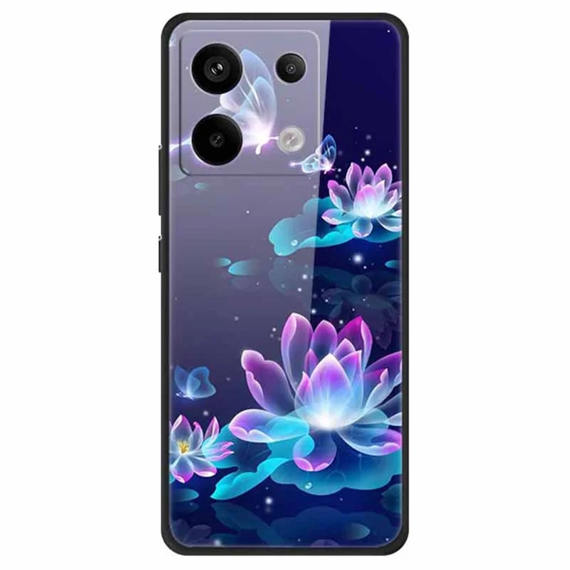 Pour Xiaomi Redmi Note 13 Pro 5G / Poco X6 5G Étui à motif imprimé PC+Verre trempé+Étui TPU - Lotus lumineux