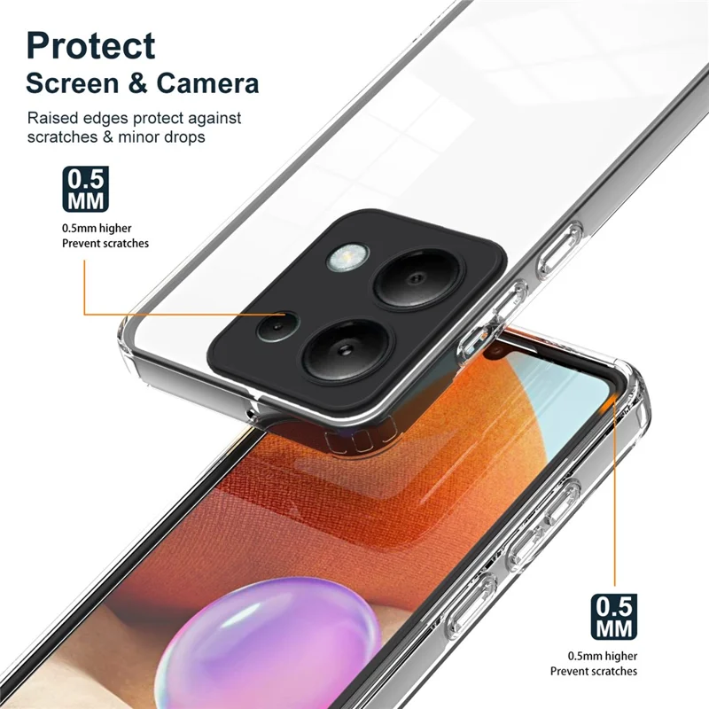 For Xiaomi Redmi Note 13 Pro 4G / Poco M6 Pro 4G Case Clear TPU+PC Shockproof Phone Shell - Black