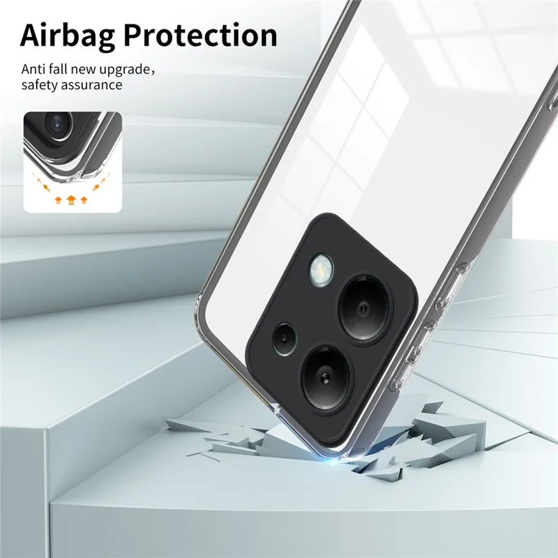 For Xiaomi Redmi Note 13 Pro 4G / Poco M6 Pro 4G Case Clear TPU+PC Shockproof Phone Shell - Black