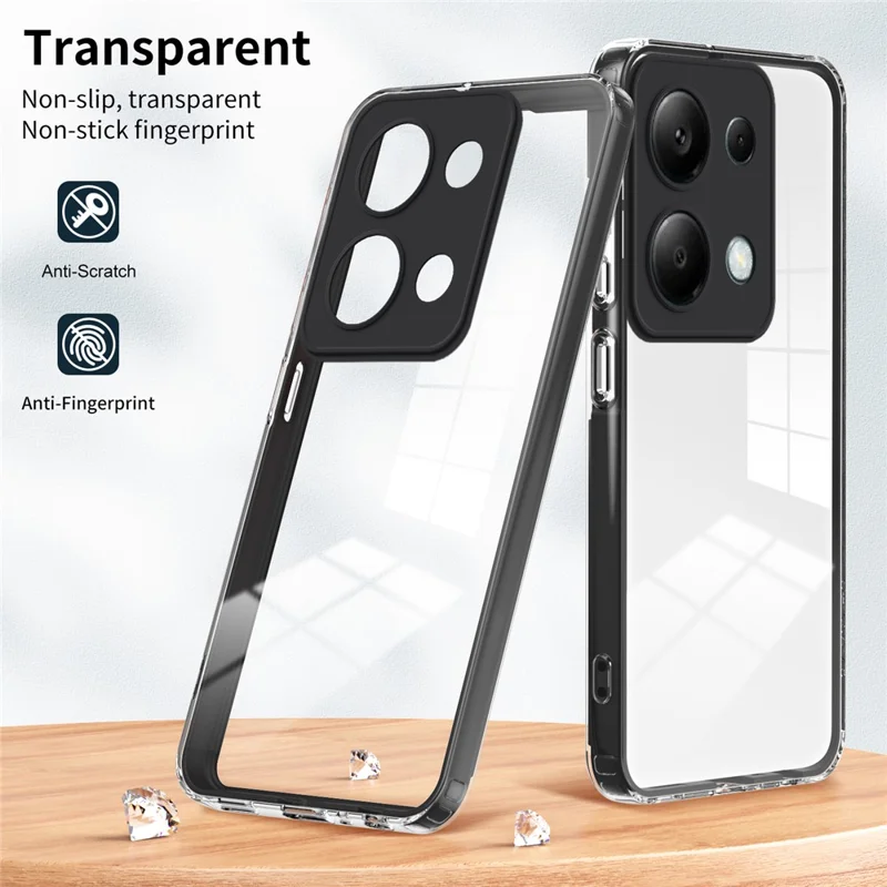 For Xiaomi Redmi Note 13 Pro 4G / Poco M6 Pro 4G Case Clear TPU+PC Shockproof Phone Shell - Black