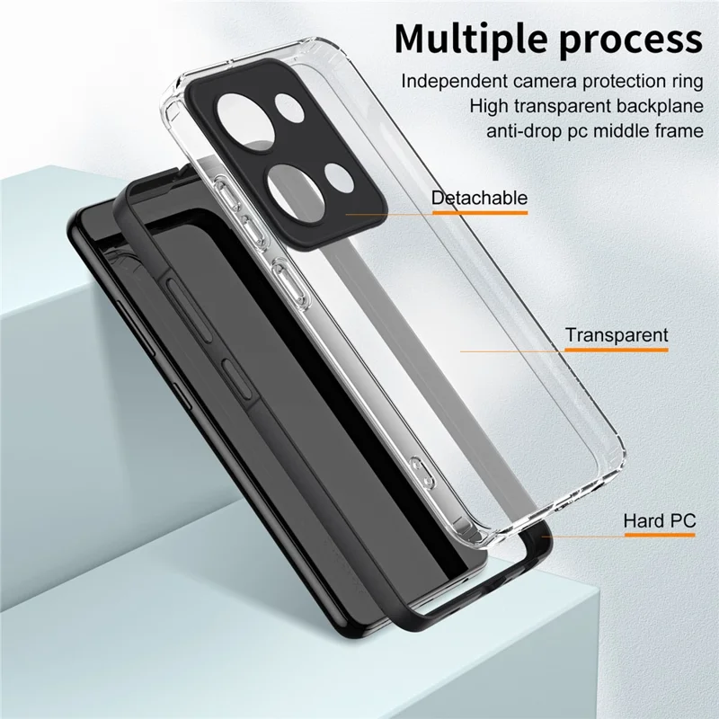 For Xiaomi Redmi Note 13 Pro 4G / Poco M6 Pro 4G Case Clear TPU+PC Shockproof Phone Shell - Black