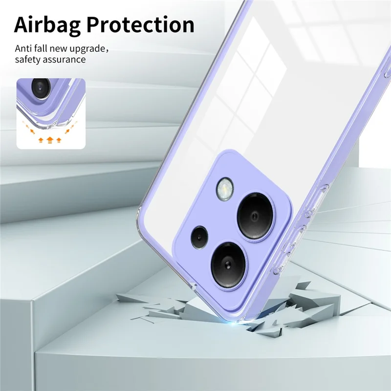 For Xiaomi Redmi Note 13 Pro 4G / Poco M6 Pro 4G Case Clear TPU+PC Shockproof Phone Shell - Purple