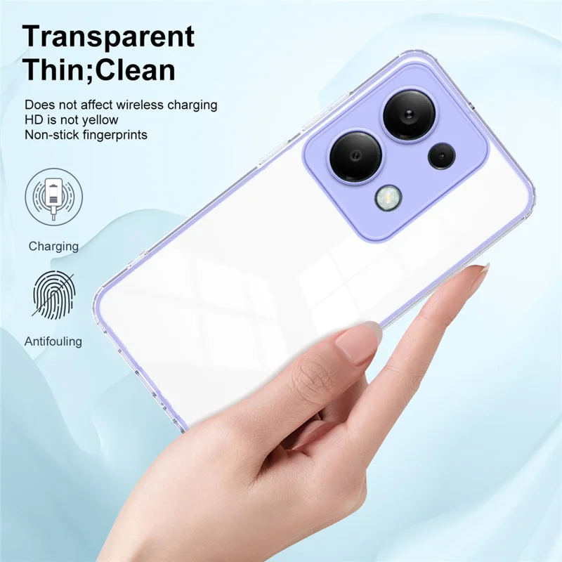 For Xiaomi Redmi Note 13 Pro 4G / Poco M6 Pro 4G Case Clear TPU+PC Shockproof Phone Shell - Purple