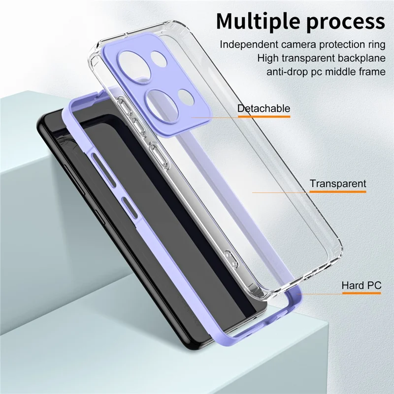 For Xiaomi Redmi Note 13 Pro 4G / Poco M6 Pro 4G Case Clear TPU+PC Shockproof Phone Shell - Purple