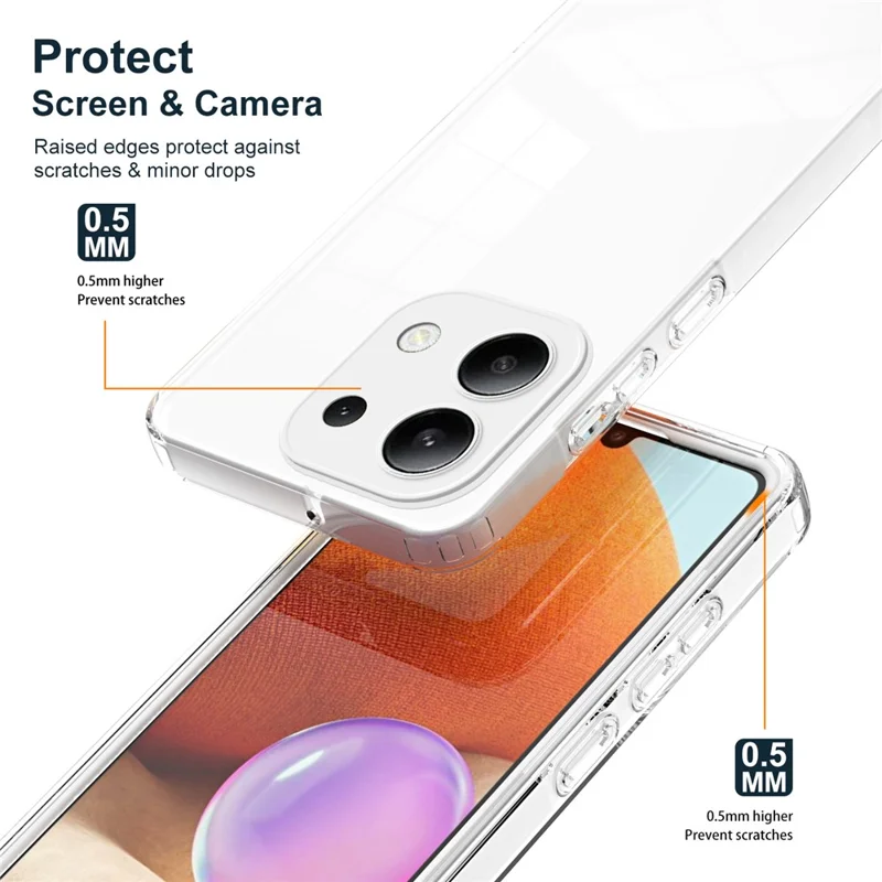 For Xiaomi Redmi Note 13 4G Shockproof Case TPU+PC Clear Phone Cover - White
