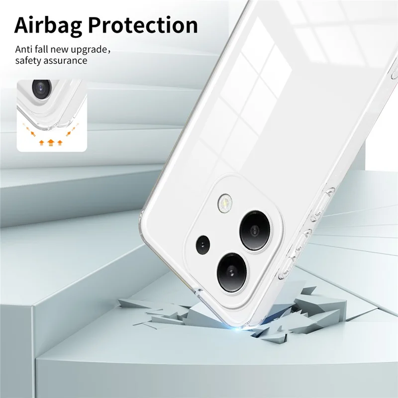 For Xiaomi Redmi Note 13 4G Shockproof Case TPU+PC Clear Phone Cover - White