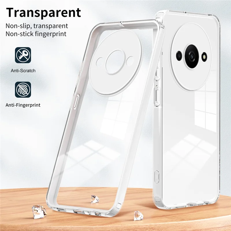 For Xiaomi Redmi A3 / Poco C61 4G Case TPU+PC Shockproof Clear Phone Shell - White