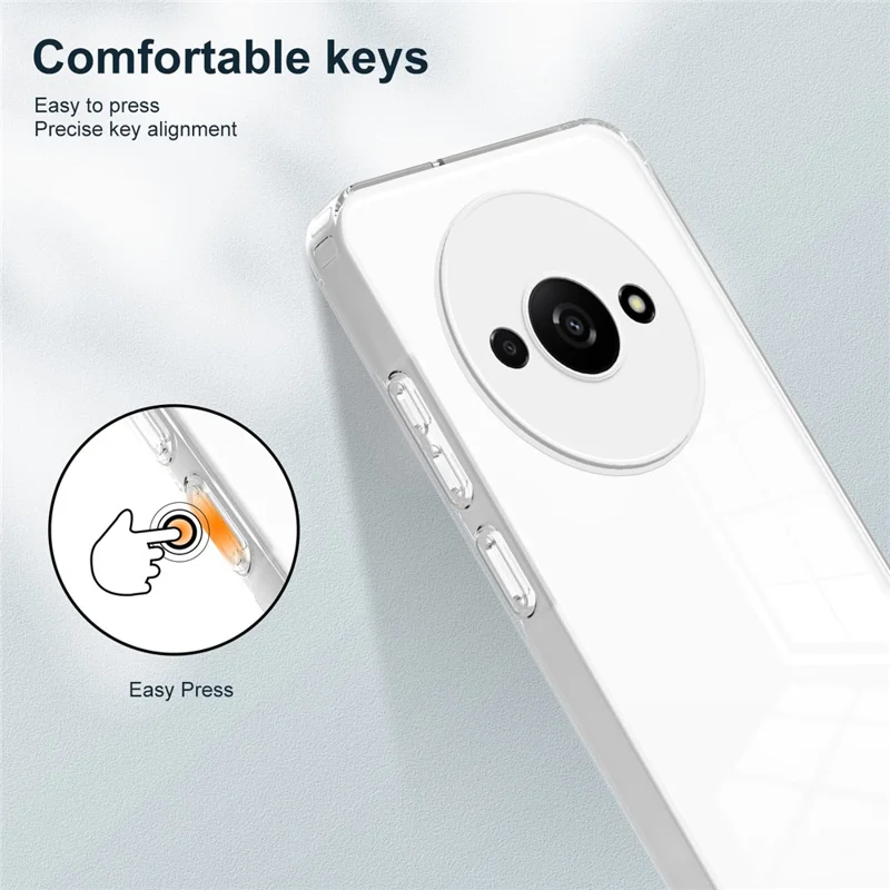 For Xiaomi Redmi A3 / Poco C61 4G Case TPU+PC Shockproof Clear Phone Shell - White