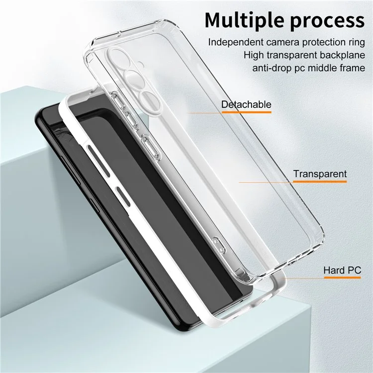 Per Samsung Galaxy A55 5G Clear Case Custodia antiurto TPU+PC Shell telefono - Bianco