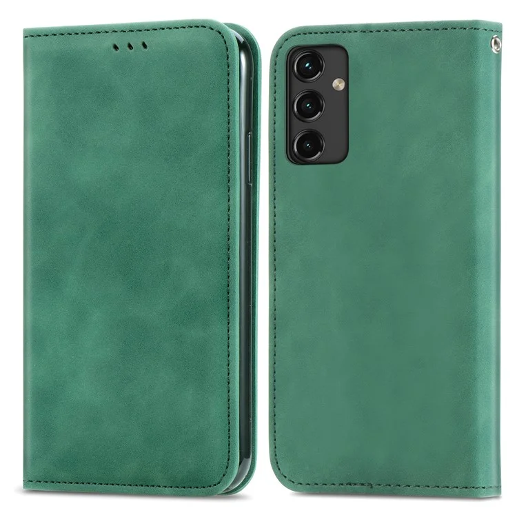Phone Stand Case for Samsung Galaxy A14 5G / 4G Card Slots Skin-Touch Feeling PU Leather Phone Cover - Green