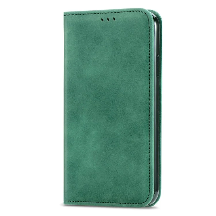 Phone Stand Case for Samsung Galaxy A14 5G / 4G Card Slots Skin-Touch Feeling PU Leather Phone Cover - Green