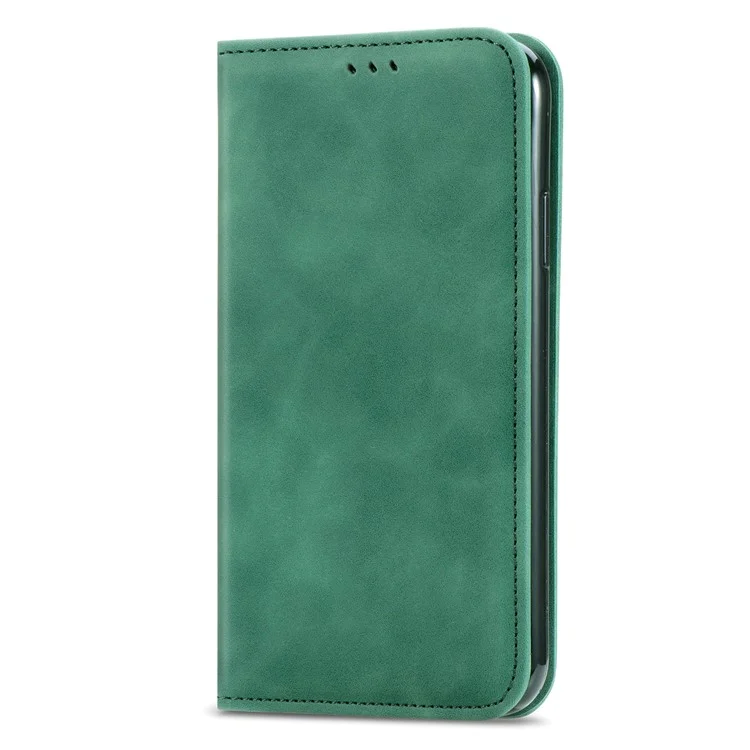 Para Samsung Galaxy S23+ Case Skin-touch Capa de Couro com Slots para Cartões e Fechamento Magnético - Verde