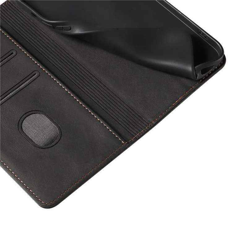 For Samsung Galaxy S24 Ultra Leather Case Wristband Design Stand Phone Cover - Black