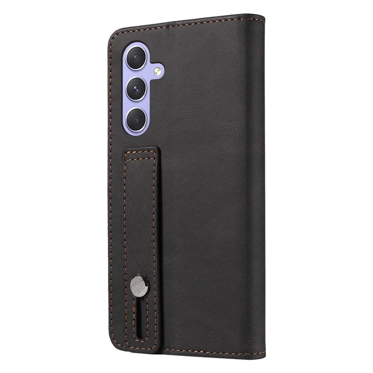 For Samsung Galaxy S24+ Magnetic Case PU Leather Card Slots Phone Cover - Black