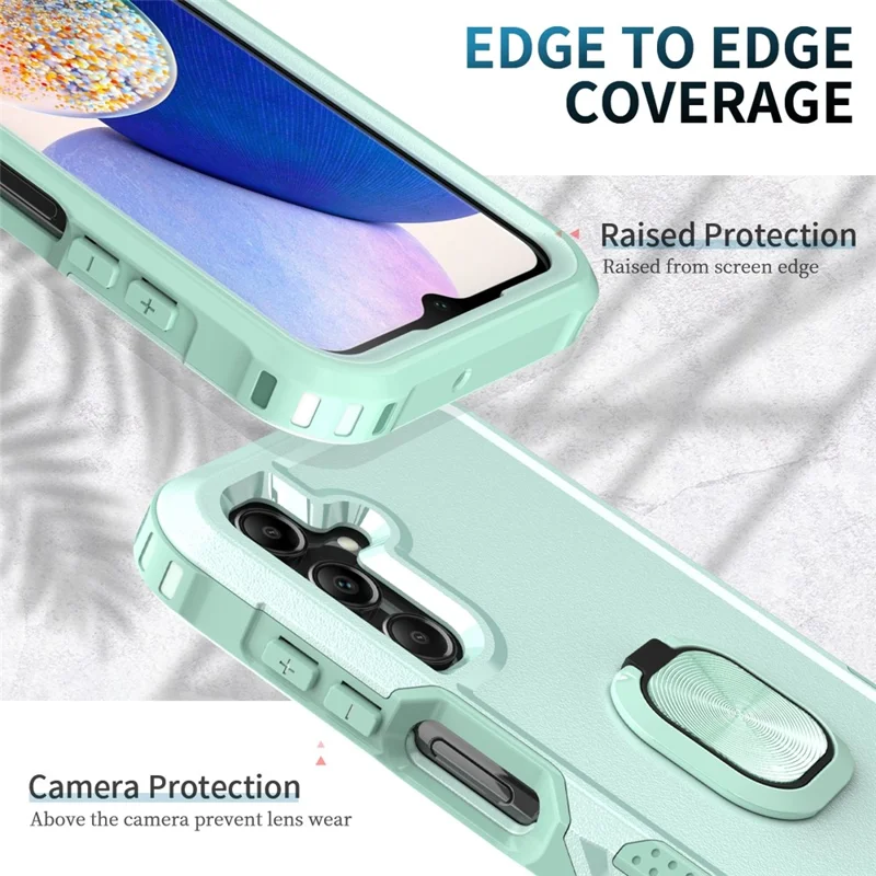 Pour Samsung Galaxy A15 4G / 5G Étui PC+Silicone Anti-drop Couverture avec Support Rotatif - Vert