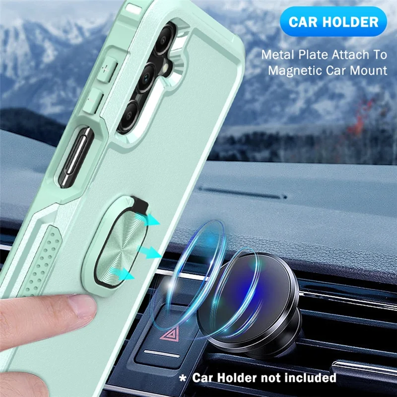 Pour Samsung Galaxy A15 4G / 5G Étui PC+Silicone Anti-drop Couverture avec Support Rotatif - Vert