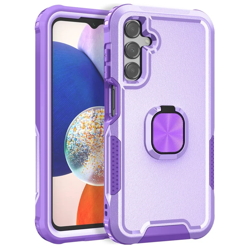 For Samsung Galaxy A15 4G / 5G Case PC+Silicone Anti-drop Cover with Rotatable Ring Kickstand - Light Purple