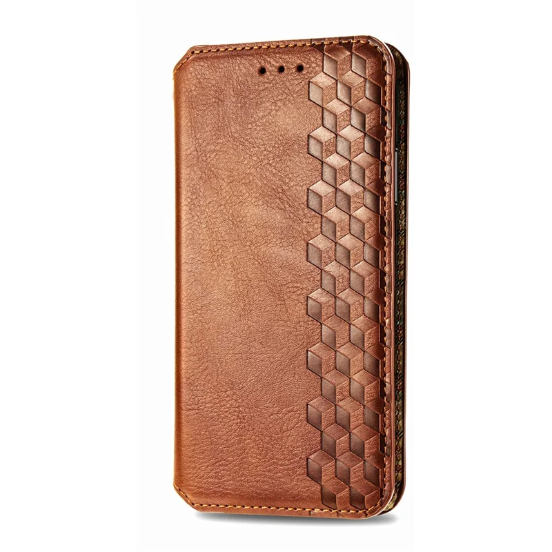 For Oppo A38 4G / A18 4G PU Leather Case Rhombus Imprint Wallet Stand Phone Cover - Brown