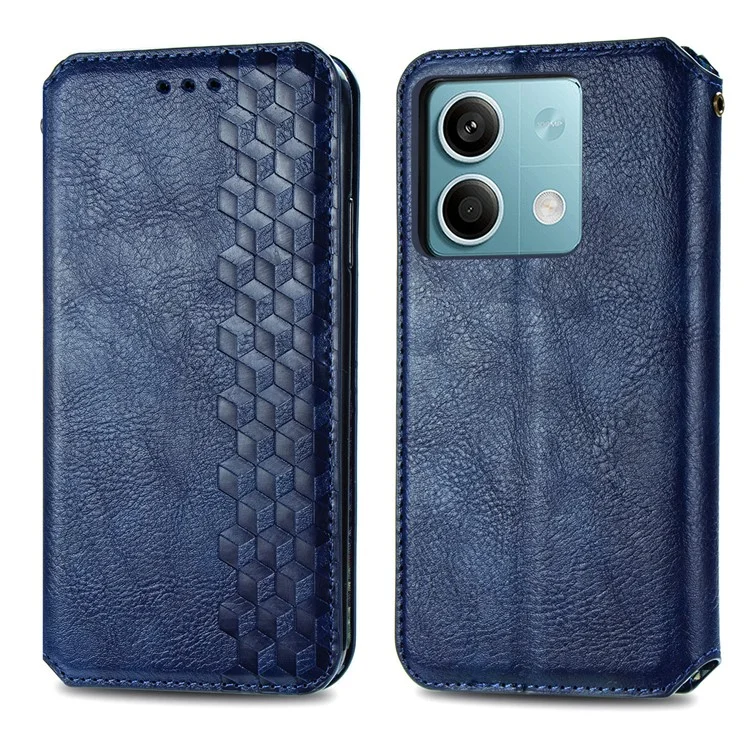 Für Xiaomi Redmi Note 13 5G Magnetisches Handyhülle Anti-Sturz Leder Kartenfächer Abdeckung - Blau