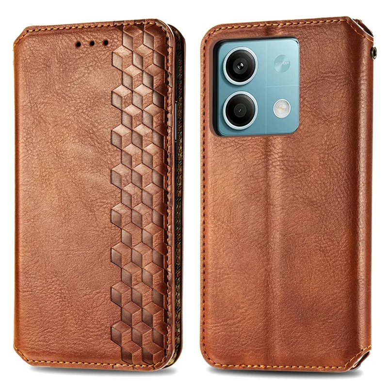 Für Xiaomi Redmi Note 13 5G Magnetisches Handyhülle Sturzsicher Leder Kartenfächer Hülle - Braun