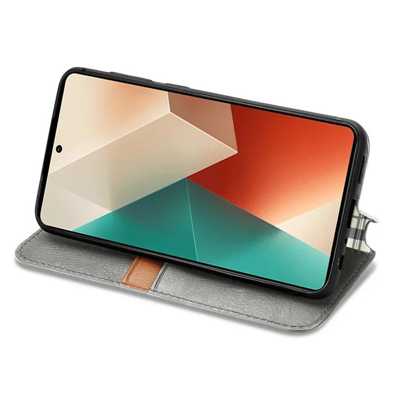 Pour Xiaomi Redmi Note 13 5G Étui de téléphone magnétique antichute Étui en cuir à emplacement pour carte - Gris