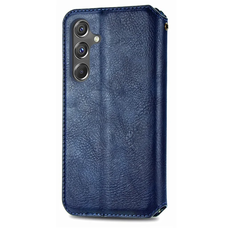 For Samsung Galaxy A15 4G / A15 5G PU Leather Case Rhombus Imprint Wallet Stand Phone Cover - Blue