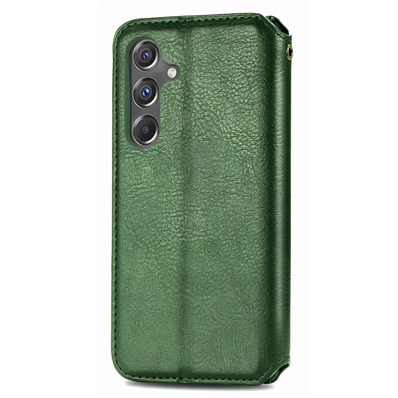 For Samsung Galaxy A15 4G / A15 5G PU Leather Case Rhombus Imprint Wallet Stand Phone Cover - Green