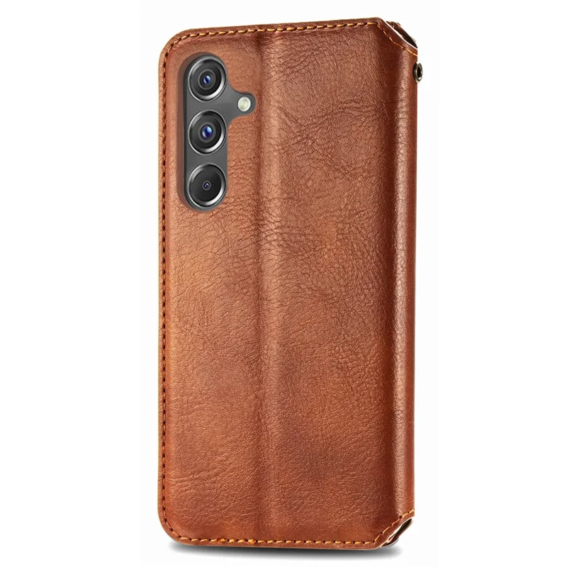 Für Samsung Galaxy A15 4G / A15 5G stoßfestes Gehäuse Rhombus geprägtes Brieftasche Ständer Handyhülle - Braun