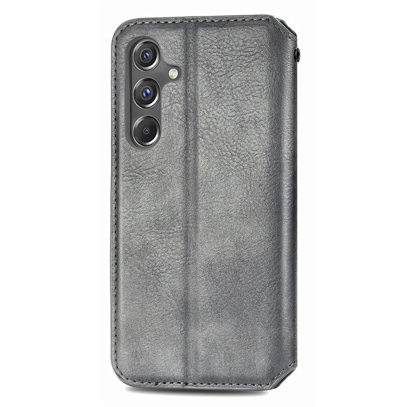 For Samsung Galaxy A15 4G / A15 5G PU Leather Case Rhombus Imprint Wallet Stand Phone Cover - Grey