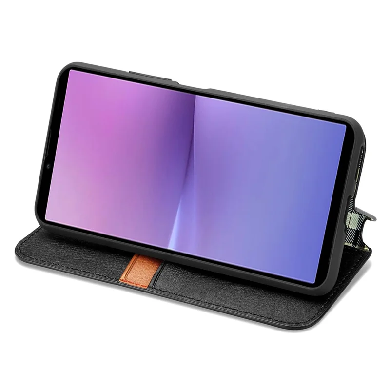 For Sony Xperia 10 V PU Leather Case Rhombus Imprint Wallet Stand Phone Cover - Black