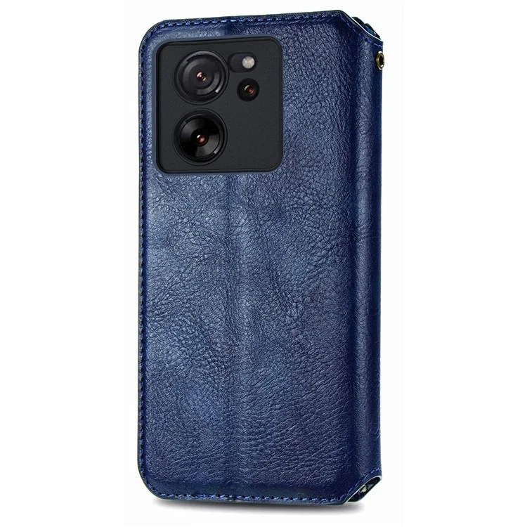 Чехол для телефона Xiaomi 13T / 13T Pro / Redmi K60 Ultra с тисненым ударопрочным чехлом из искусственной кожи на подставке - синий