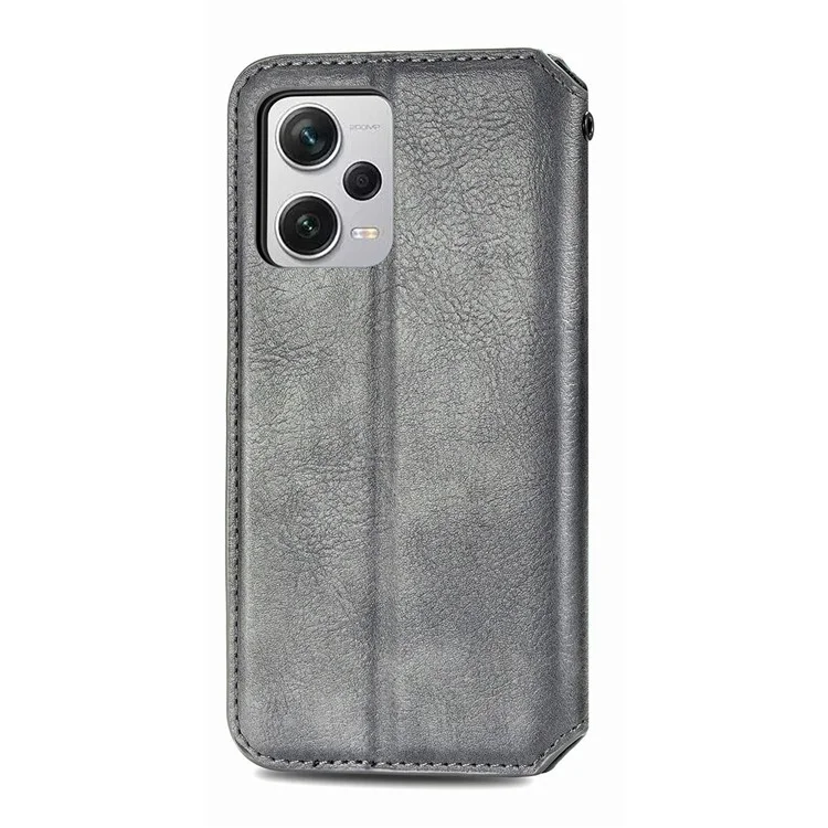 Per Xiaomi Redmi Note 12 Pro+ 5G Case Cellulare Impronta Rombus Impronta Copertina Del Portafoglio a Protezione Completa - Grigio