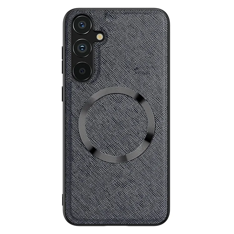 Per Samsung Galaxy A15 4G / 5G Custodia Magnetica Case Texture a Croce Rivestita in Pelle TPU Cover per Telefono - Nero