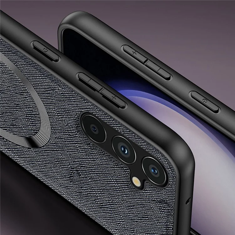 Per Samsung Galaxy A15 4G / 5G Custodia Magnetica Case Texture a Croce Rivestita in Pelle TPU Cover per Telefono - Nero