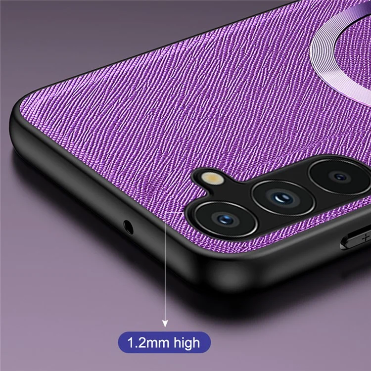 Per Samsung Galaxy A15 4G / 5G Custodia Magnetica Case Texture a Croce Rivestita in Pelle TPU Cover per Telefono - Nero