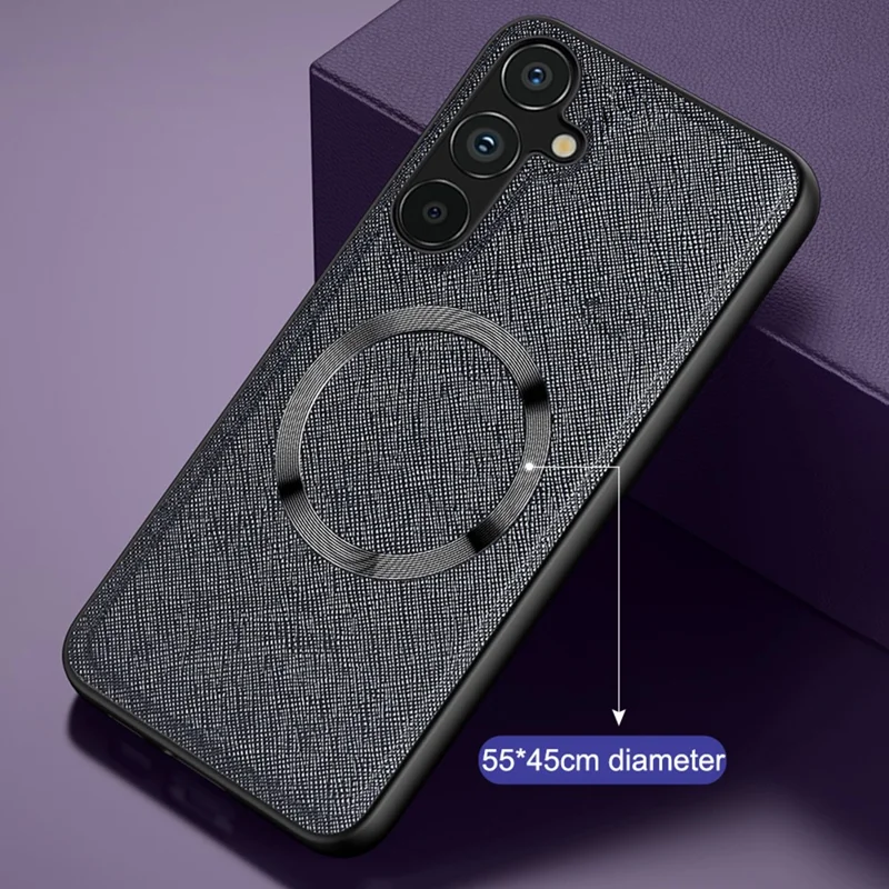 For Samsung Galaxy A55 5G Magnetic Case PU Leather Coated TPU Anti-drop Phone Cover - Gold