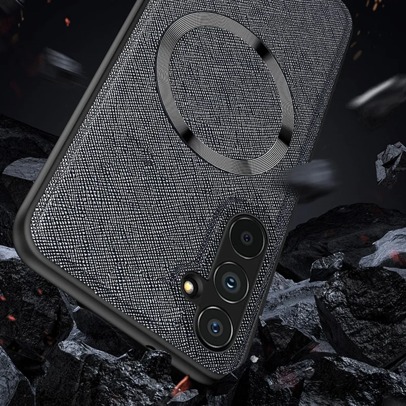 For Samsung Galaxy A55 5G Magnetic Case PU Leather Coated TPU Anti-drop Phone Cover - Gold