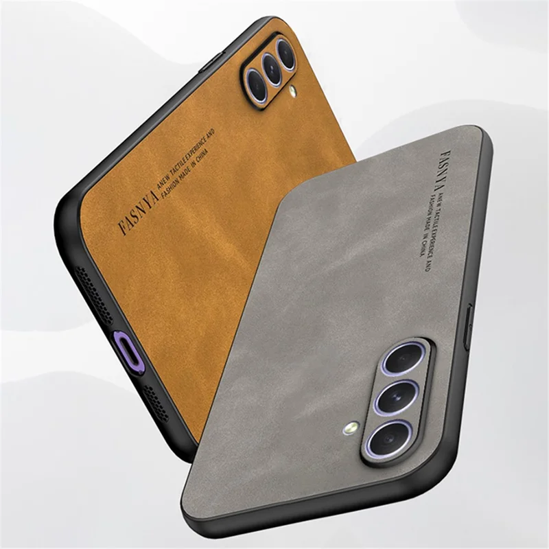 For Samsung Galaxy A55 5G Shockproof Case TPU + PU Skin-Touch Slim Phone Case - Grey